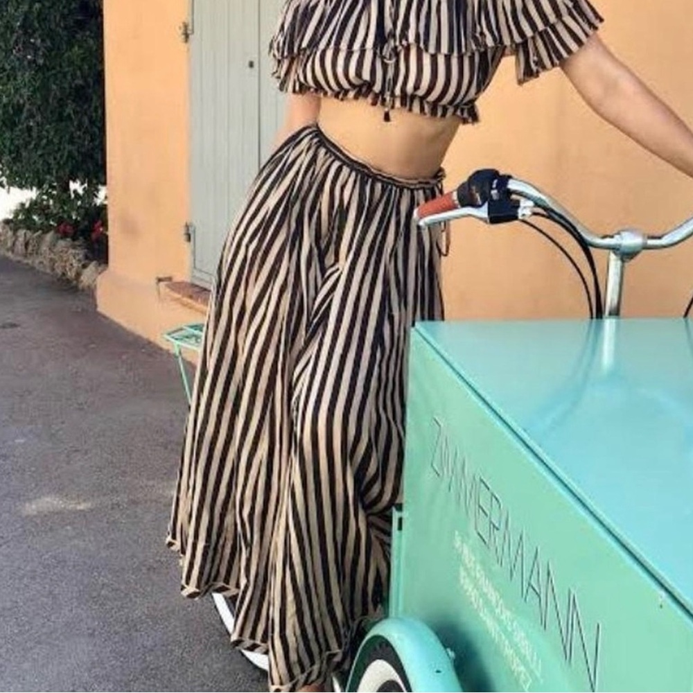 Zimmerman black and tan striped skirt set. Top: size 2/medium, bottom: 1/small.